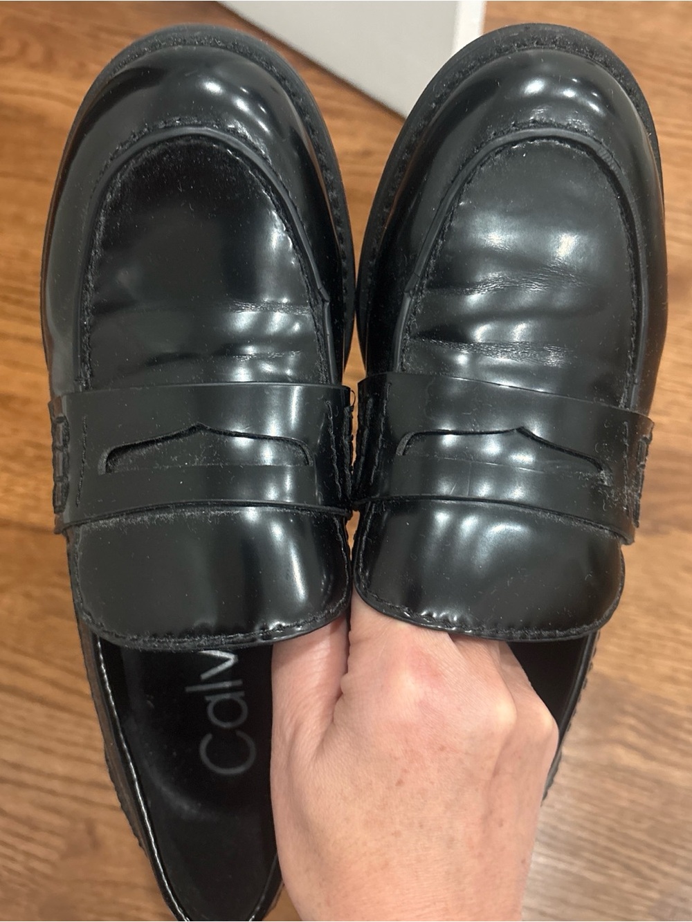 Calvin Klein Black Patent Leather Penny Loafers
